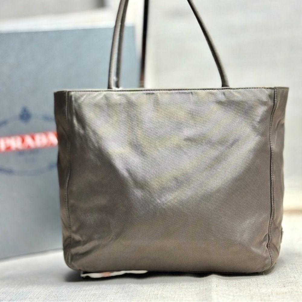 AUTHENTIC Prada Tessuto Tote Bag. Grey green.